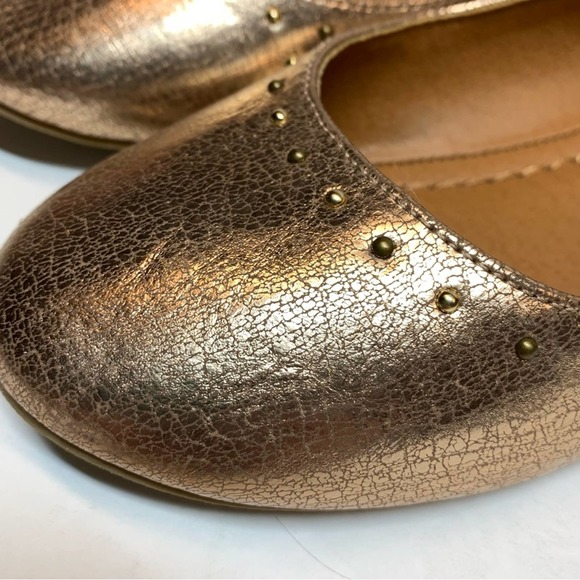 Frye Carson Shimmer rose gold metallic studded ballet flats 5 - Picture 8 of 12